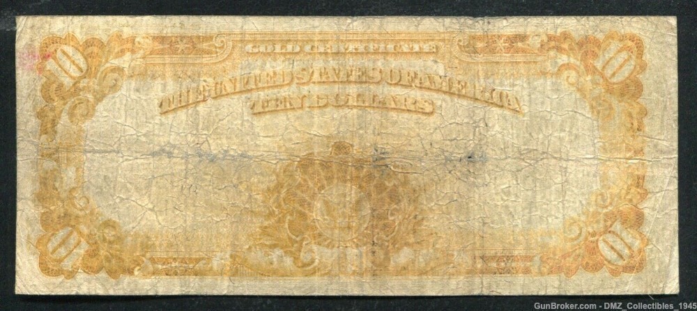 1907 $10 Gold Certificate Note Money Bill Currency-img-1