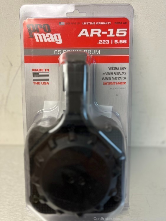 ProMag AR-15 Drum Magazine, 5.56x45mm NATO, 65 Rounds, Polycarbonate DRMA8-img-0