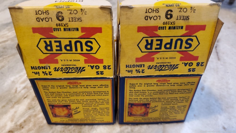 Western Super X 28 gauge vintage paper shotshells - 50 rounds 2 full boxes-img-13