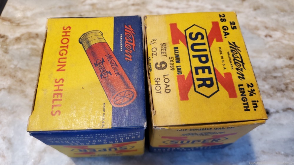 Western Super X 28 gauge vintage paper shotshells - 50 rounds 2 full boxes-img-10