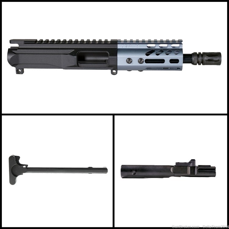 AR15 6" 9MM Pistol Complete Upper - Guntec M-Lok Anodized Grey Handguard-img-0