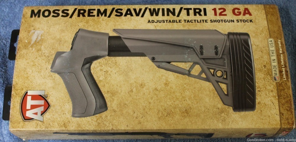 ATI 6-Position Stock Mossberg/Remington/Savage/Winchester/TriStar 12ga GRAY-img-0