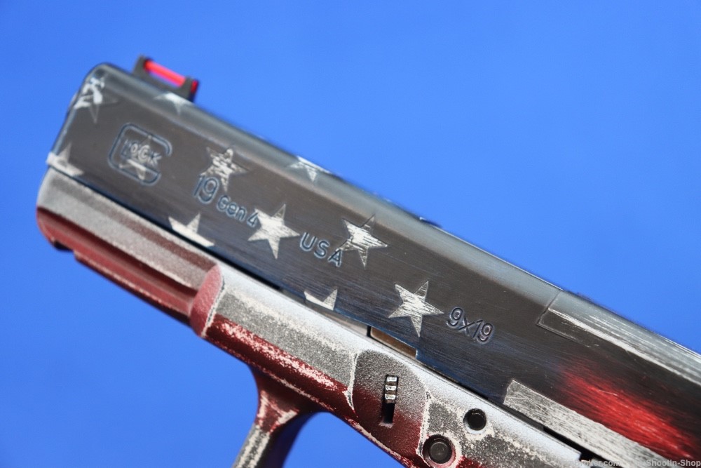 Glock Model G19 GEN4 Pistol BATTLEWORN USA FLAG 9MM 4" 15RD 19 GEN 4 LNIB-img-12