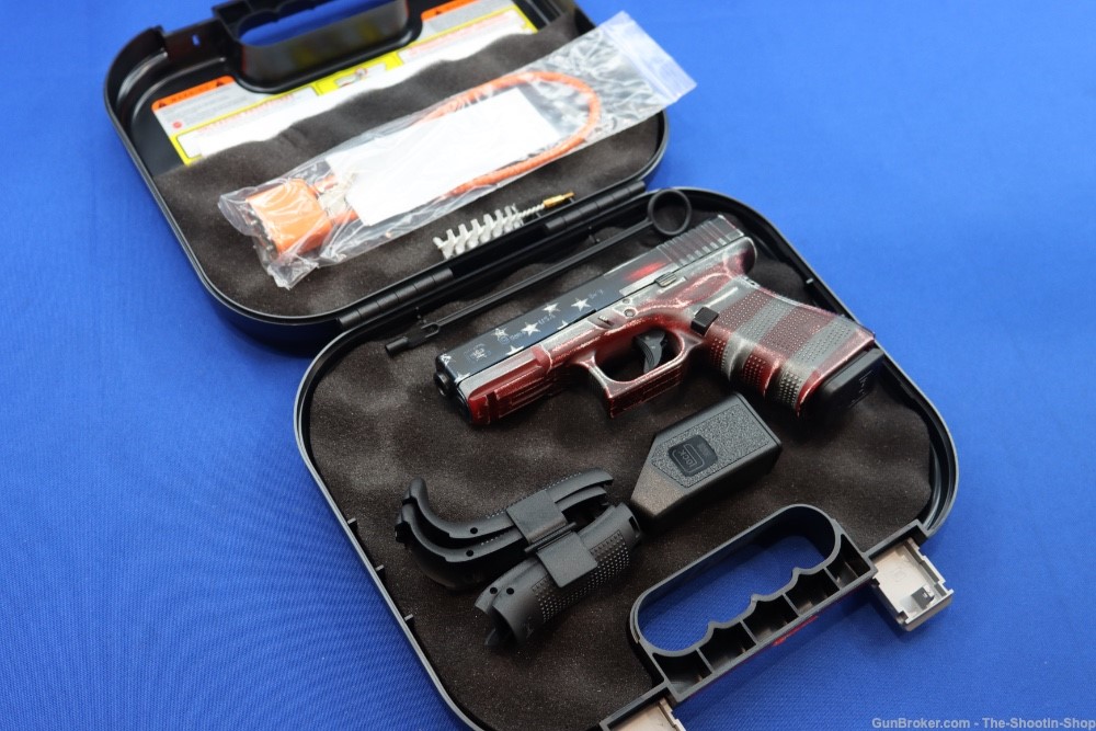 Glock Model G19 GEN4 Pistol BATTLEWORN USA FLAG 9MM 4" 15RD 19 GEN 4 LNIB-img-0