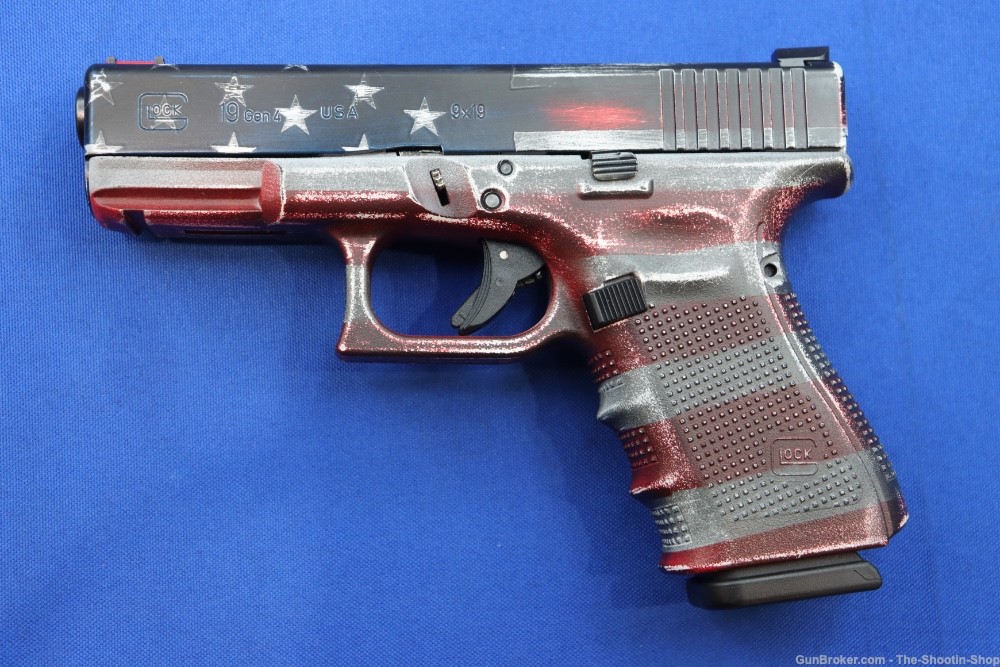 Glock Model G19 GEN4 Pistol BATTLEWORN USA FLAG 9MM 4" 15RD 19 GEN 4 LNIB-img-2