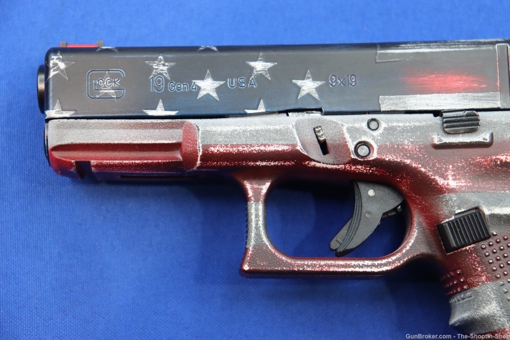 Glock Model G19 GEN4 Pistol BATTLEWORN USA FLAG 9MM 4" 15RD 19 GEN 4 LNIB-img-3