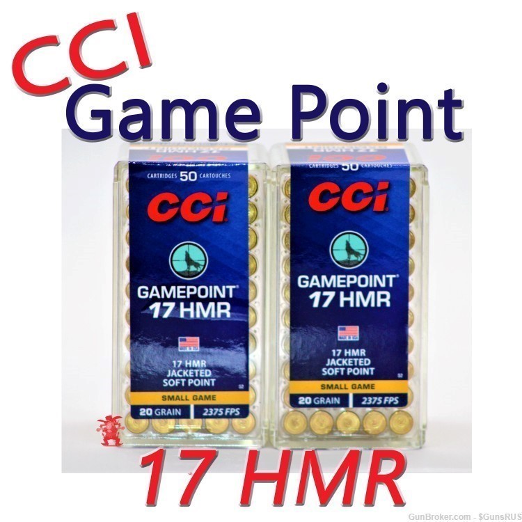 17 HMR CCI GAME POINT.17 HMR 20 Gr Jacketed Soft Point Super 2375 fps 100-img-0