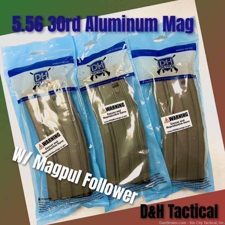 (3 Pack) D&H Tactical | 30RD AR-15 Magazine W/ Magpul Follower Aluminum-img-0