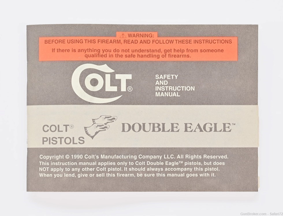 Colt Double Eagle 1990 Manual, Repair Stations List, Colt Letter, Etc.-img-1