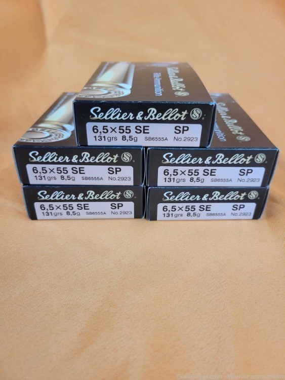 100 rds Sellier and Bellot S&B 6.5x55 SE 131 grain Soft Point-img-0