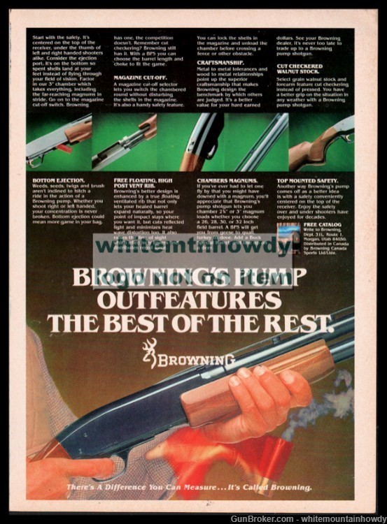 1980 BROWNING Pump Shotgun PRINT AD w/IMAGES of all FEATURES-img-0