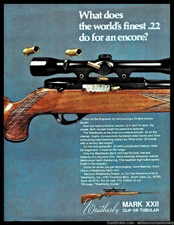 1973 WEATHERBY Mark XXII .22 Rifle PRINT AD-img-0