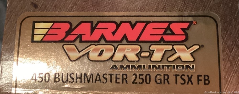 .450 bushmaster Barnes Vortex 250 grain TSXFB 20 round box *Free Shipping*-img-0