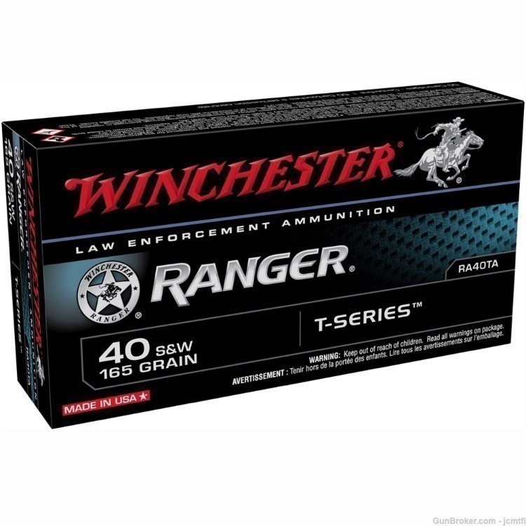 100rds Winchester Ranger™ LE Talon RA40TA 40 S&W 165 GR JHP T-Series-img-0