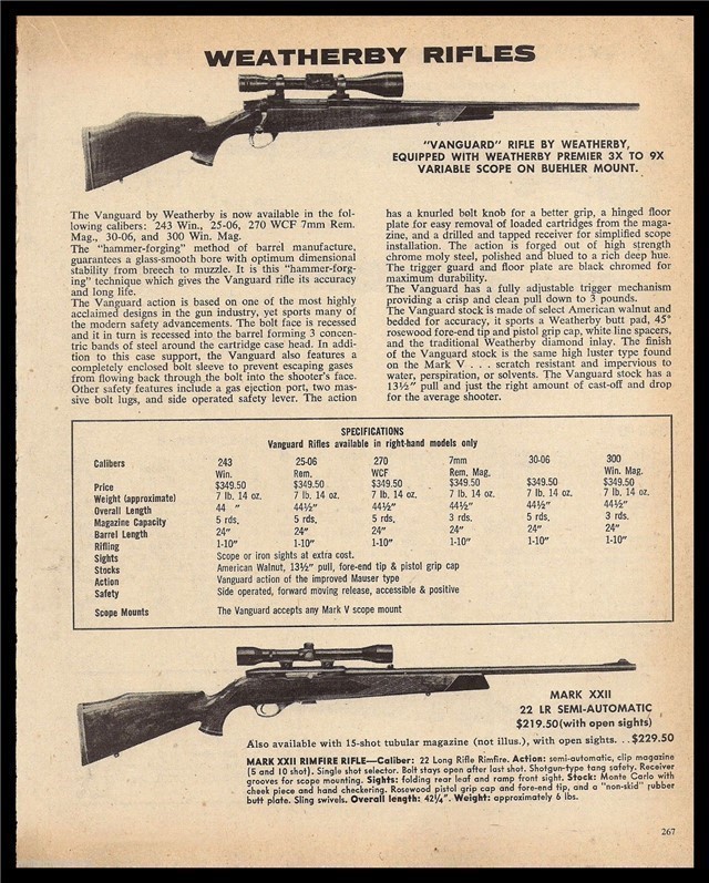 1979 WEATHERBY Vanguard 7 Mark XXII Rifle PRINT AD-img-0