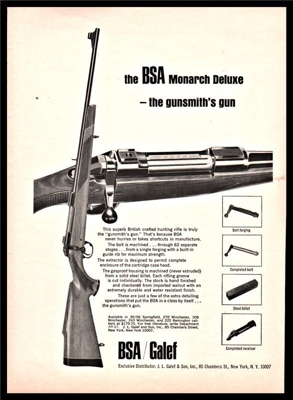 1967 BSA Monarch Deluxe Hunting Rifle PRINT AD-img-0