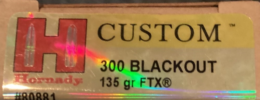 .300 Blackout Hornady Custom 135 gr FTX 20 round box *Free Shipping *-img-0