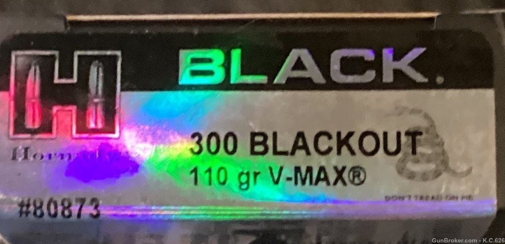 300 Blackout Hornady Black VMAX 110 gr 20 round box *Free Shipping *-img-0