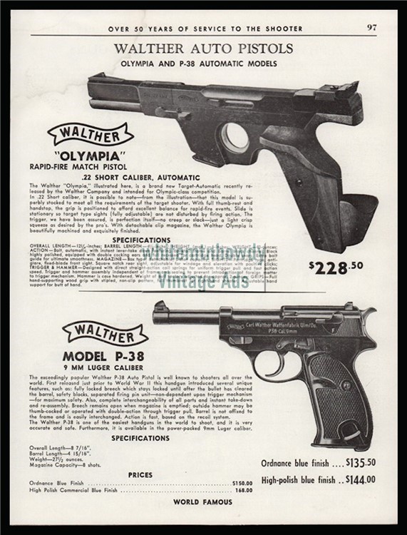 1963 WALTHER Olympia & Model P-38 Auto Pistol AD-img-0