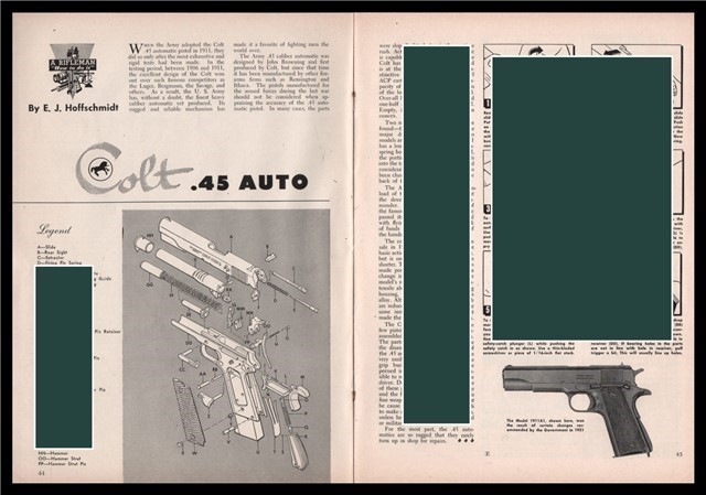 1953 COLT .45 Auto Exploded Parts List Disassembly Assembly Article-img-0