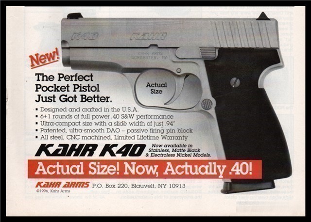 1997 KAHR K40 Pistol Original PRINT AD-img-0