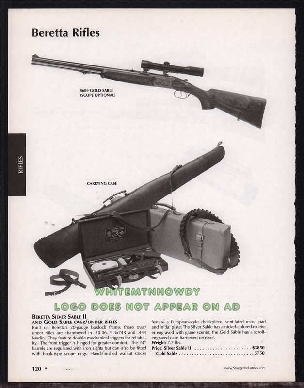 2003 BERETTA S689 Gold Sable Rifle Print AD-img-0