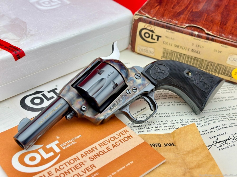 MINT 1980 Colt SAA Sheriff's Model 3" 44-40 WIN *RARE ROYAL BLUE* NIB!-img-0