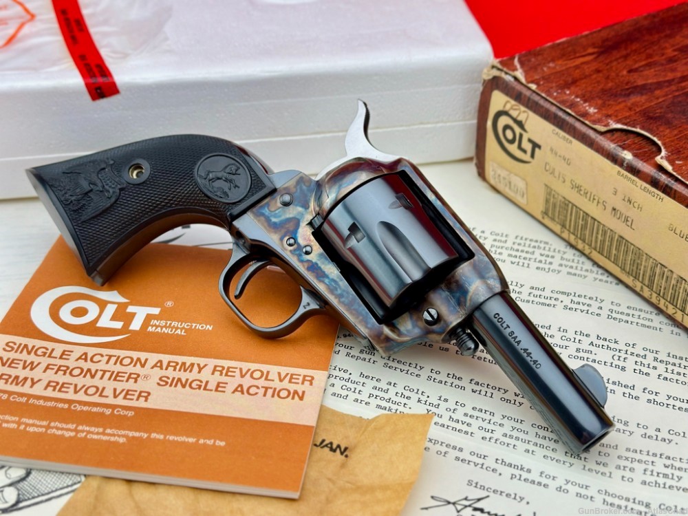 MINT 1980 Colt SAA Sheriff's Model 3" 44-40 WIN *RARE ROYAL BLUE* NIB!-img-5