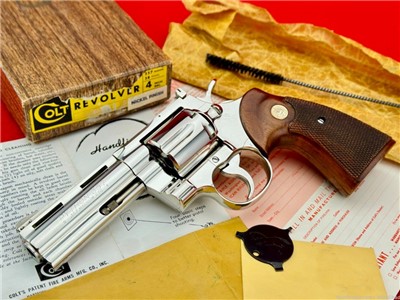 EARLY 2ND GEN 1964 Colt Python 4" 357 Magnum *FACTORY NICKEL FINISH* LNIB!