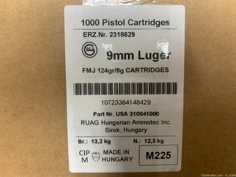  Geco 9mm luger FMJ 124GR AMMO 1000 rounds  9x19 124 grain -img-1