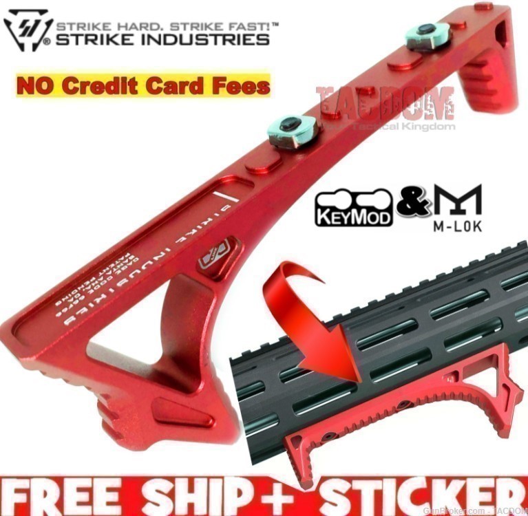 Strike Industries Curved LINK Red AR15 Angled FOREGRIP Fore Grip Forward-img-0