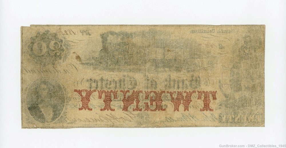 1850s $20 Dollar South Carolina Bank Note Money Antique Currency-img-1