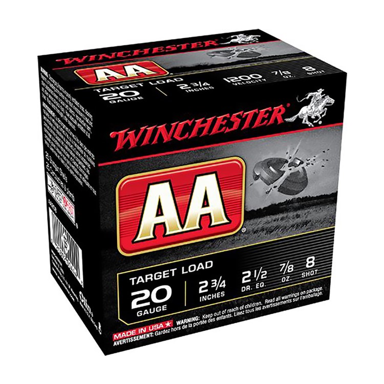 Winchester AA Target Load 20 Ga. 2.75 1200 FPS 8 Shot 25 Per Box-img-0