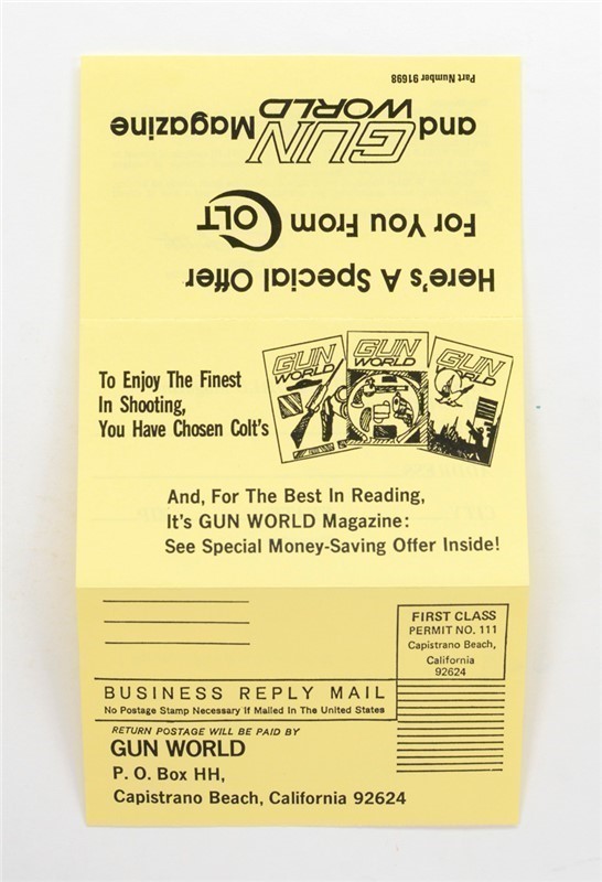Colt Vintage 'Special Offer From Colt And Gun World' Mailer. Part No. 91698-img-2