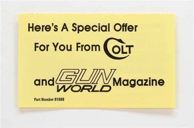 Colt Vintage 'Special Offer From Colt And Gun World' Mailer. Part No. 91698-img-0