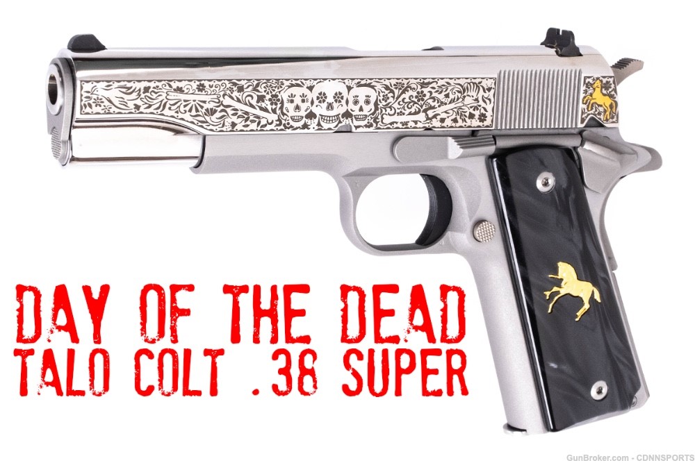 TALO Colt Day of the Dead 1911 Stainless .38 Super #183 of 500 NEW IN BOX-img-0