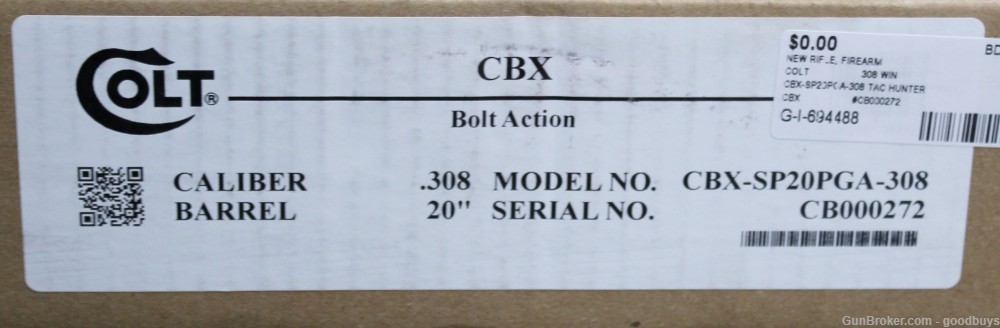 NEW! COLT MODEL CBX TACHUNTER BOLT ACTION RIFLE .308 WIN CBX-SP20PGA-308-img-13
