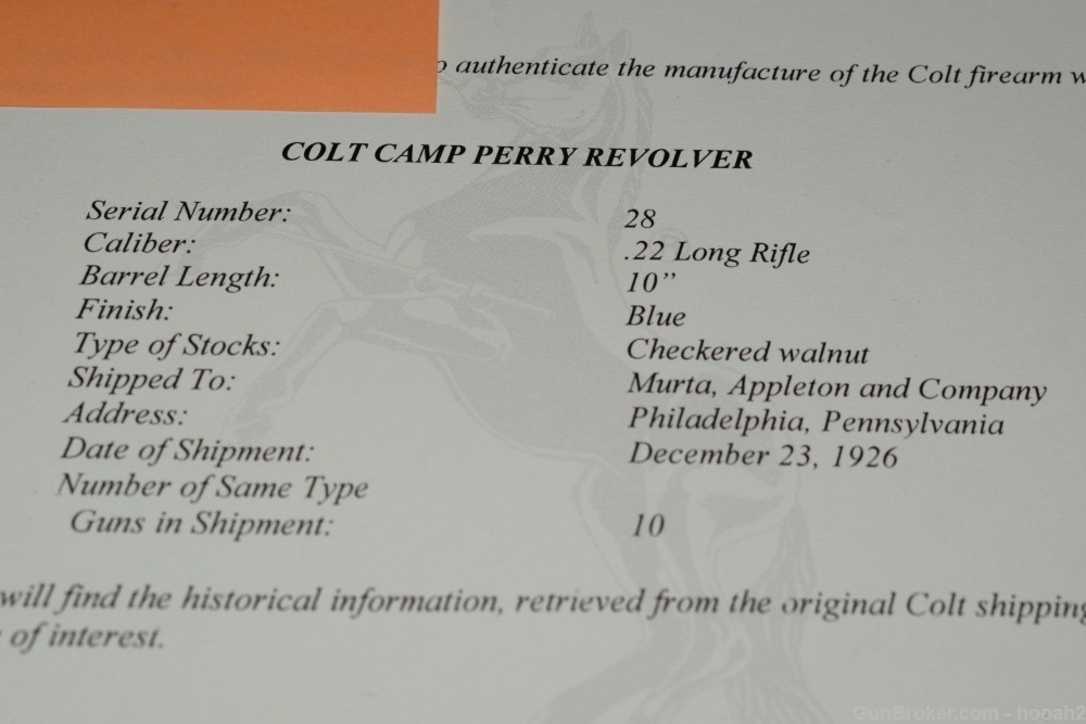 Extremely Early SN 28 Experimental Colt Camp Perry Single Shot Pistol -img-50