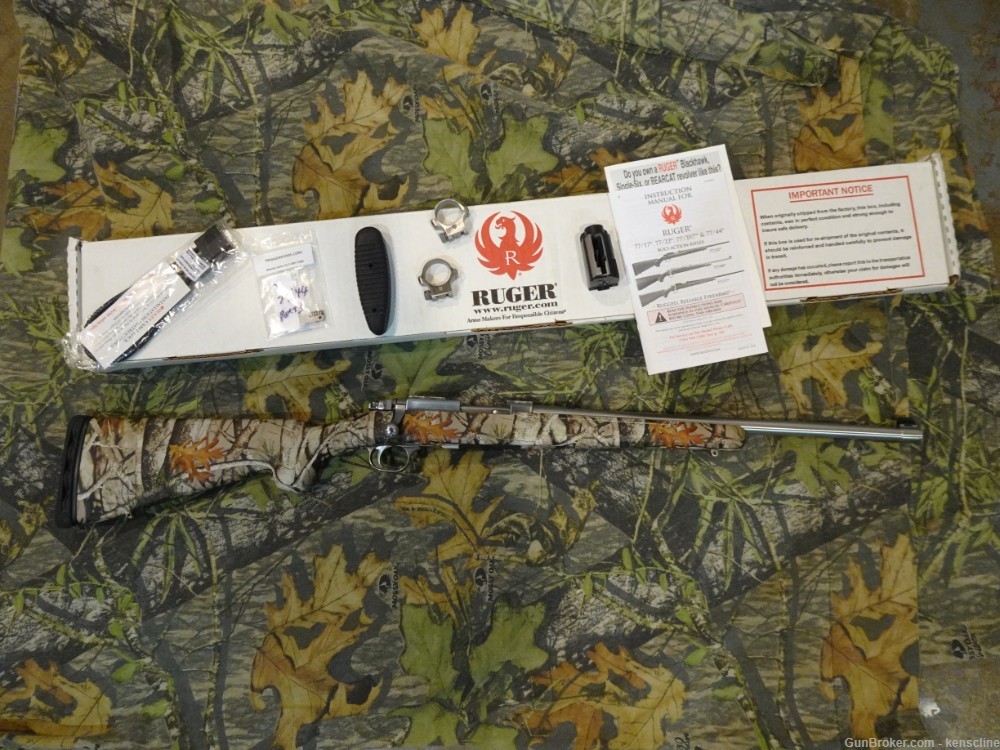 Ruger 77/44 camo/stainless with extras-img-0