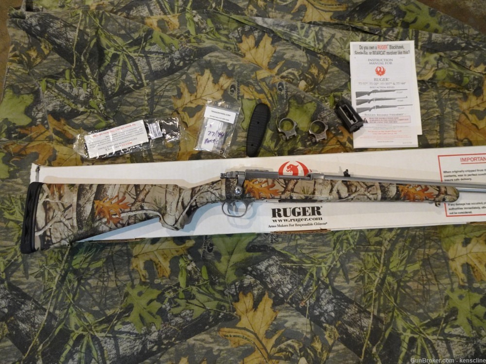 Ruger 77/44 camo/stainless with extras-img-1