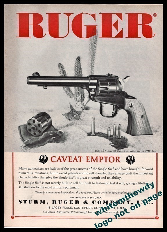 1962 RUGER Single-Six Convertible Revolver PRINT AD-img-0