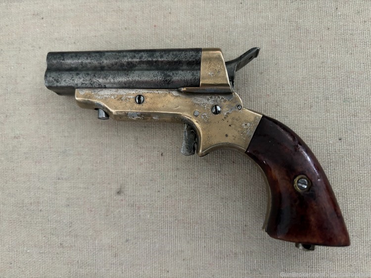 ANTIQUE Sharps 4-Shot pepperbox .30rf pistol Model 2 ( For parts )-img-0