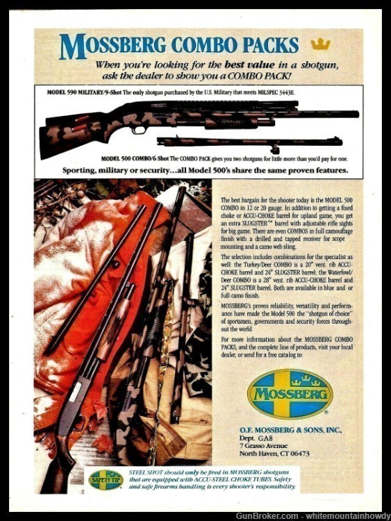 1987 MOSSBERG Model 500 Military 9-Shot Shotgun Photo AD Gun Advertising-img-0