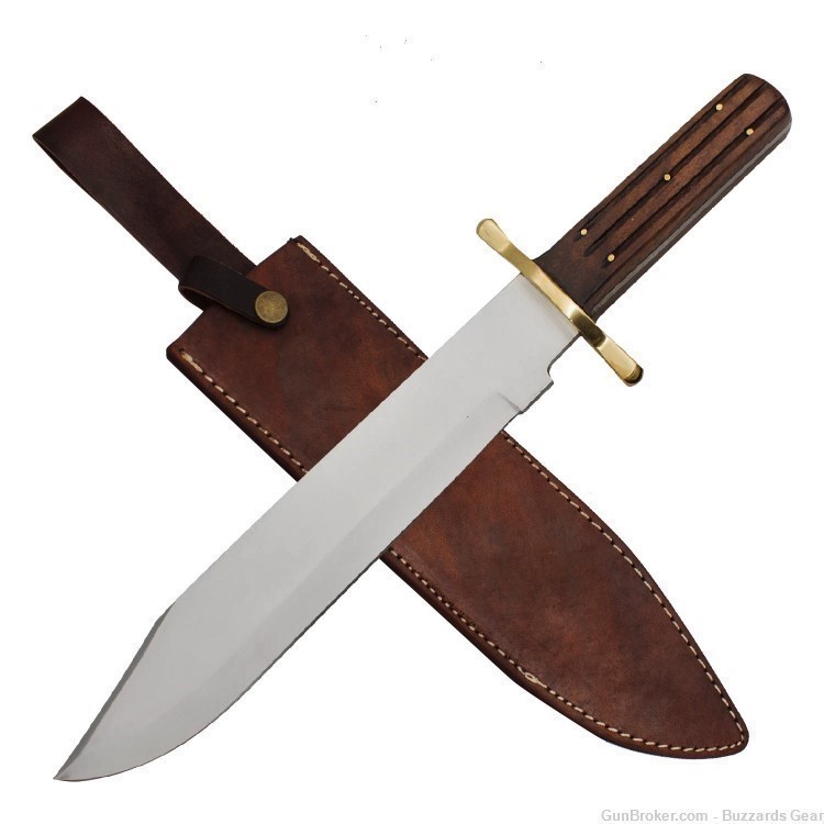 17" Bowie Knife Wooden Handle-img-0