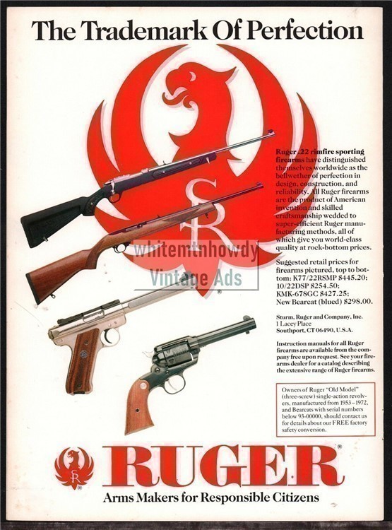 1993 RUGER K77/22RSM 10/22DSP KMK-67GC.22 Bearcat Rifle Pistol Revolver Gun-img-0