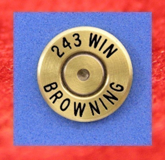 BROWNING 243 WIN Brass Cartridge Hat Pin  Tie Tac  Ammo Bullet-img-0