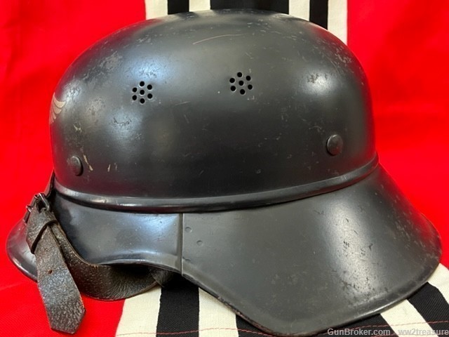 WW2 Luftschutz 3-Piece Gladiator Helmet. Complete w/ liner&chin strap. Ex.-img-5