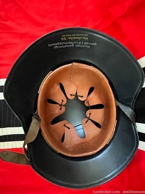 WW2 Luftschutz 3-Piece Gladiator Helmet. Complete w/ liner&chin strap. Ex.-img-8
