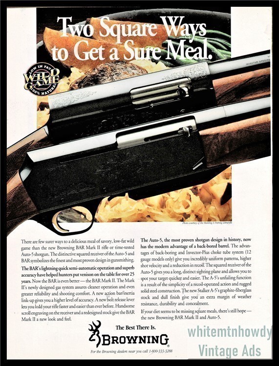 1993 BROWNING BAR Mark II and Auto-5 Shotgun AD 2 Ways to get square meal-img-0