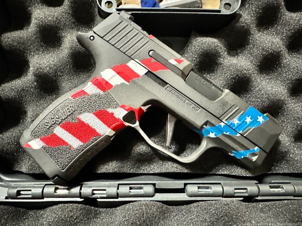 Sig P365X by Boomsticks with a “skin tear” American Flag. -img-0